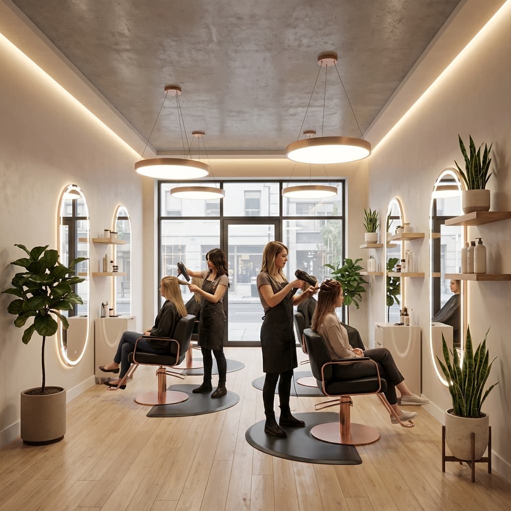 Modern salon interior with Naai AI management